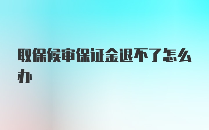 取保候审保证金退不了怎么办