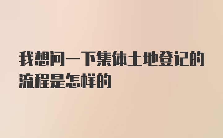 我想问一下集体土地登记的流程是怎样的