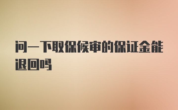 问一下取保候审的保证金能退回吗