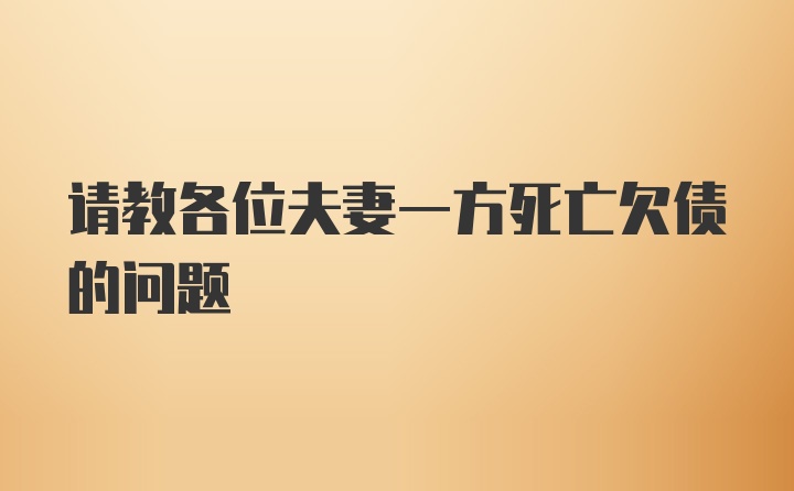 请教各位夫妻一方死亡欠债的问题