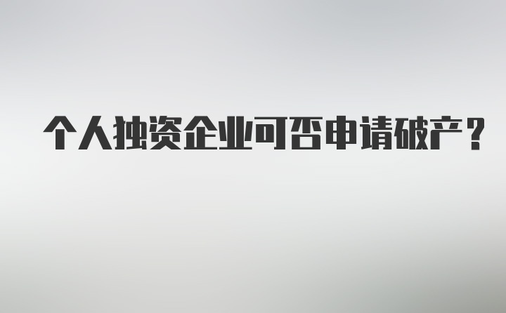 个人独资企业可否申请破产？