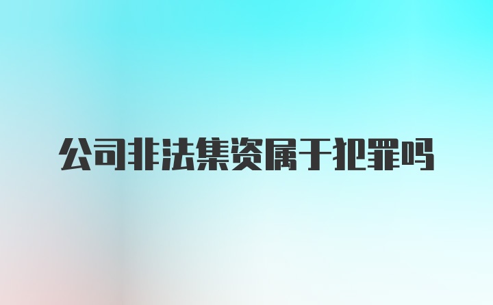 公司非法集资属于犯罪吗