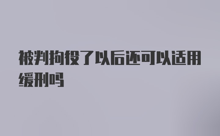 被判拘役了以后还可以适用缓刑吗