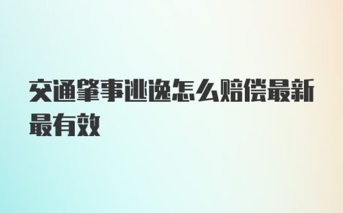 交通肇事逃逸怎么赔偿最新最有效