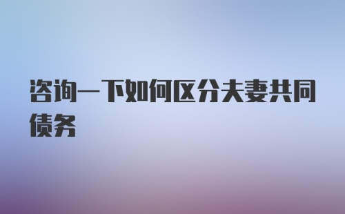 咨询一下如何区分夫妻共同债务