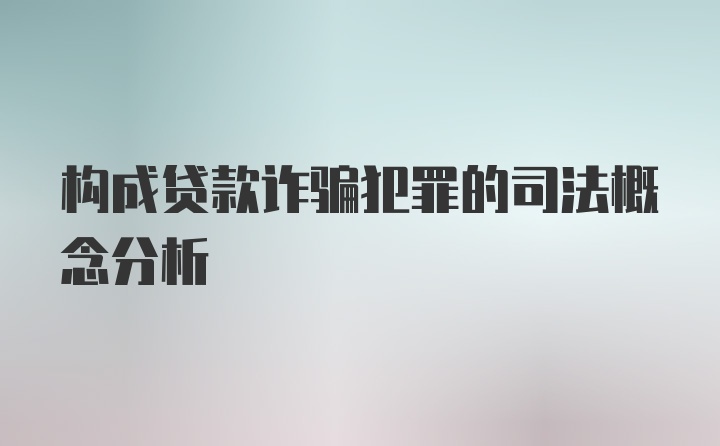 构成贷款诈骗犯罪的司法概念分析