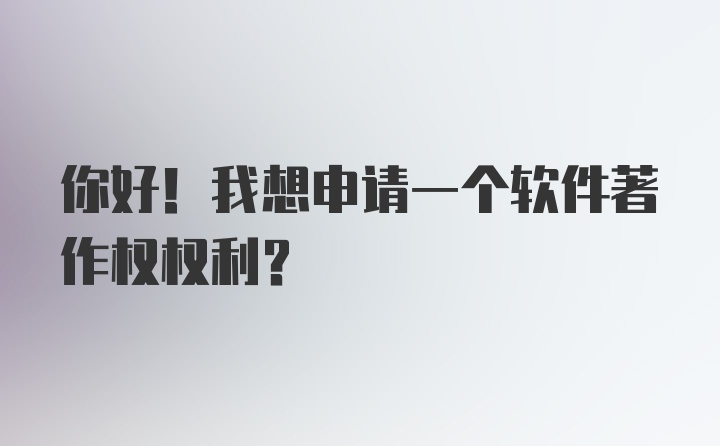 你好！我想申请一个软件著作权权利？