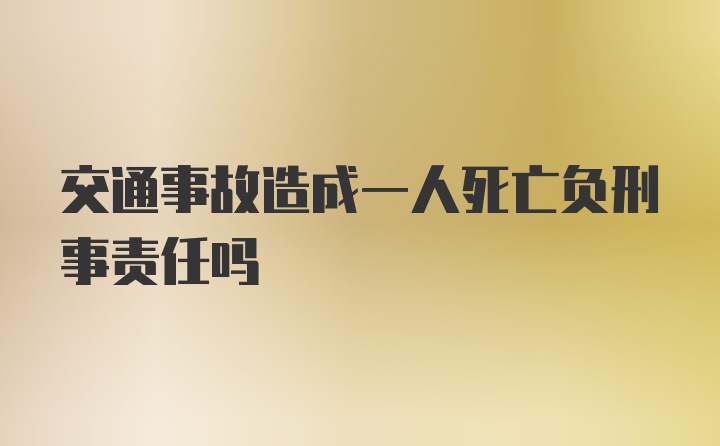 交通事故造成一人死亡负刑事责任吗