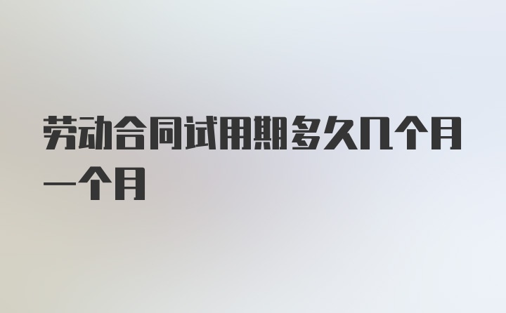 劳动合同试用期多久几个月一个月