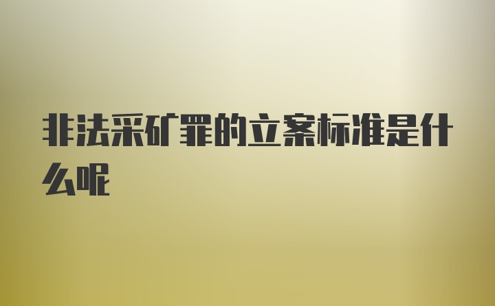 非法采矿罪的立案标准是什么呢