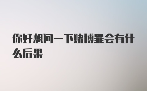 你好想问一下赌博罪会有什么后果