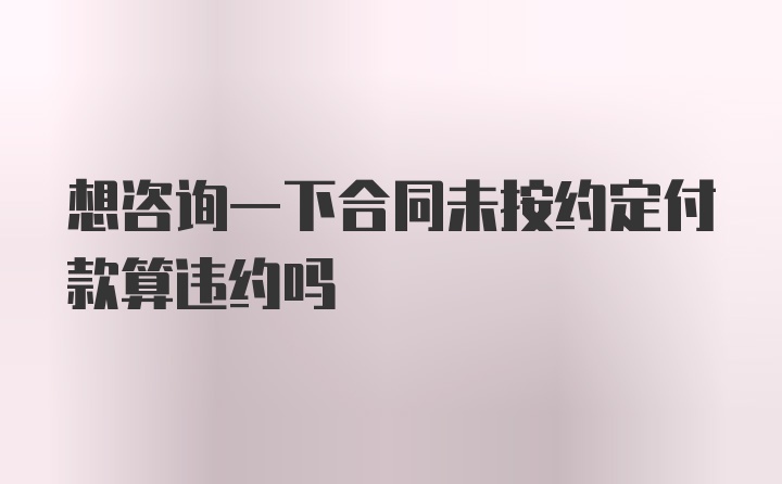 想咨询一下合同未按约定付款算违约吗