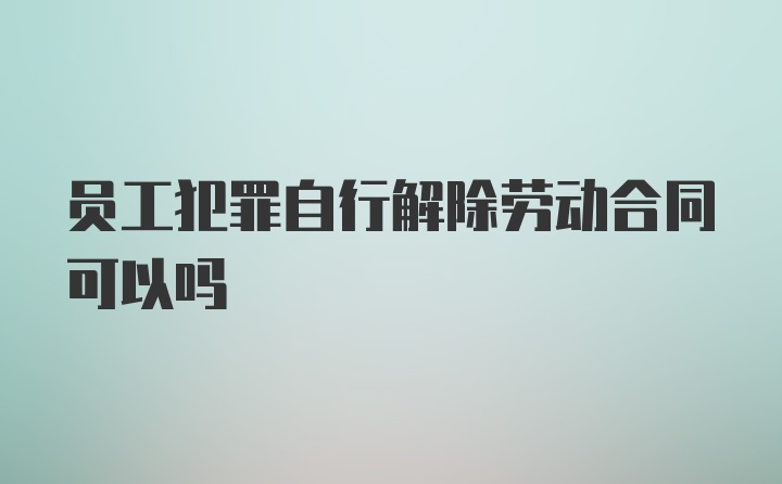 员工犯罪自行解除劳动合同可以吗