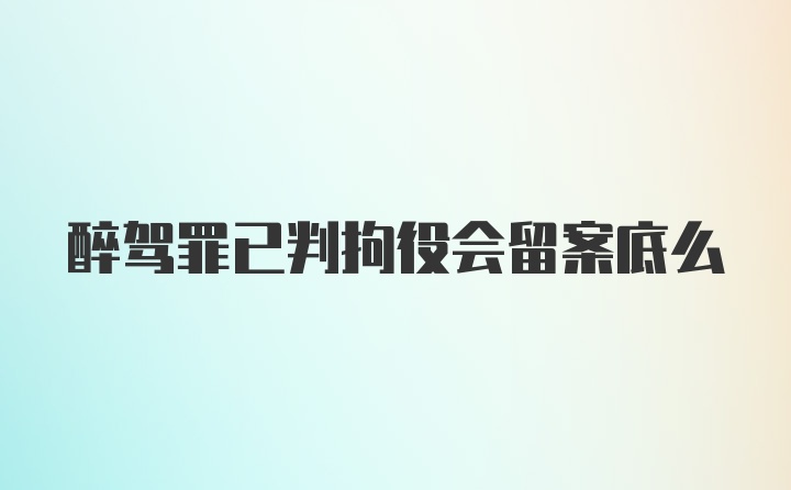 醉驾罪已判拘役会留案底么