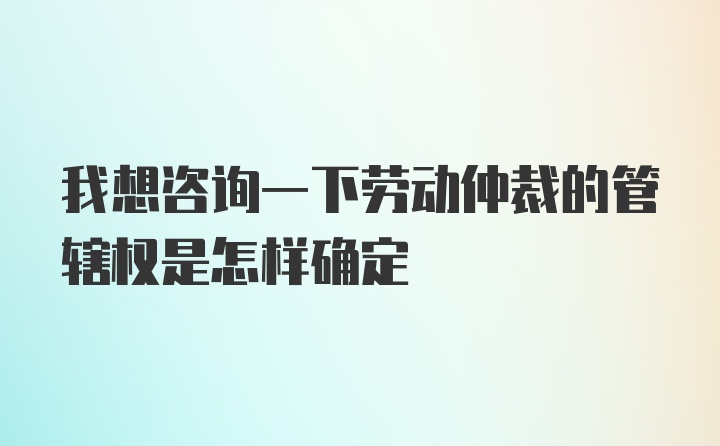 我想咨询一下劳动仲裁的管辖权是怎样确定