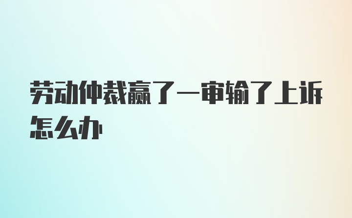 劳动仲裁赢了一审输了上诉怎么办