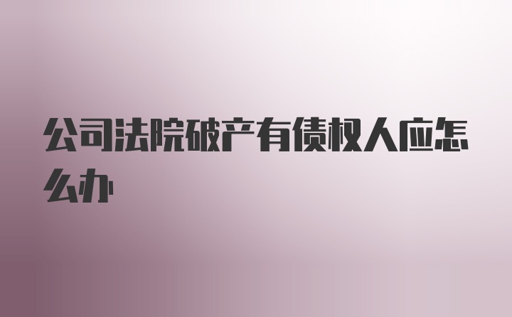 公司法院破产有债权人应怎么办