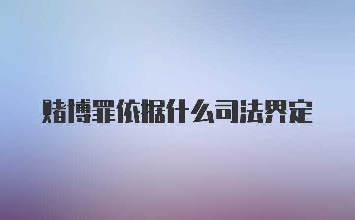 赌博罪依据什么司法界定