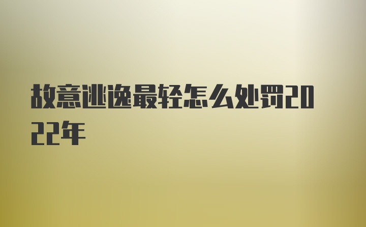 故意逃逸最轻怎么处罚2022年