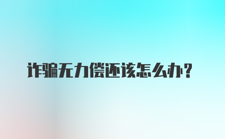 诈骗无力偿还该怎么办？