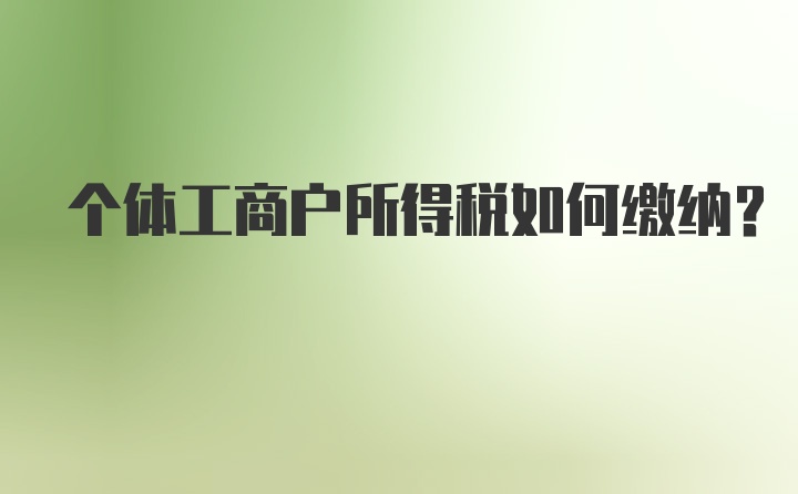 个体工商户所得税如何缴纳？