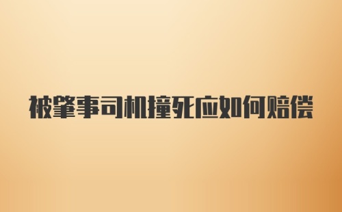 被肇事司机撞死应如何赔偿