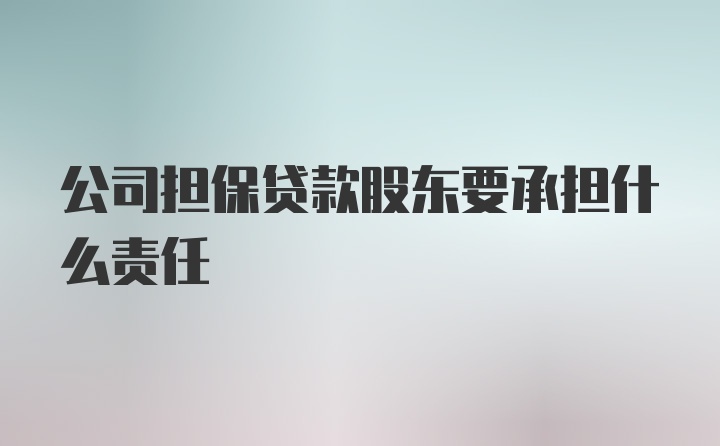 公司担保贷款股东要承担什么责任