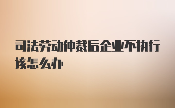 司法劳动仲裁后企业不执行该怎么办