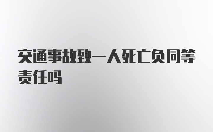 交通事故致一人死亡负同等责任吗