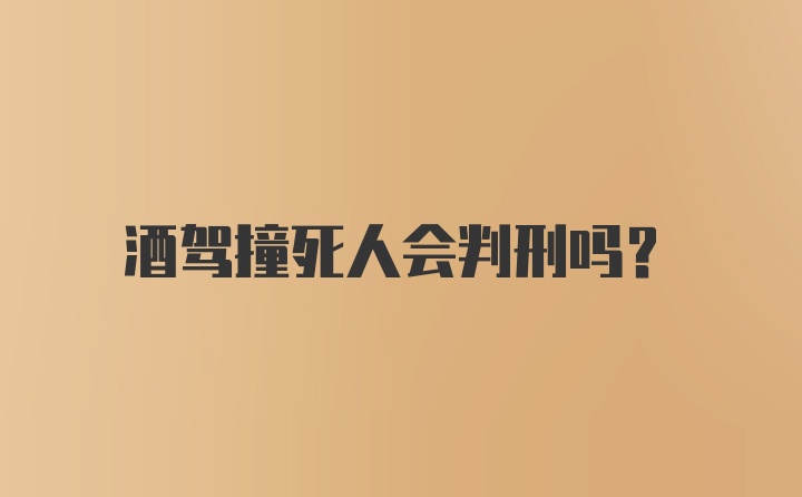 酒驾撞死人会判刑吗?