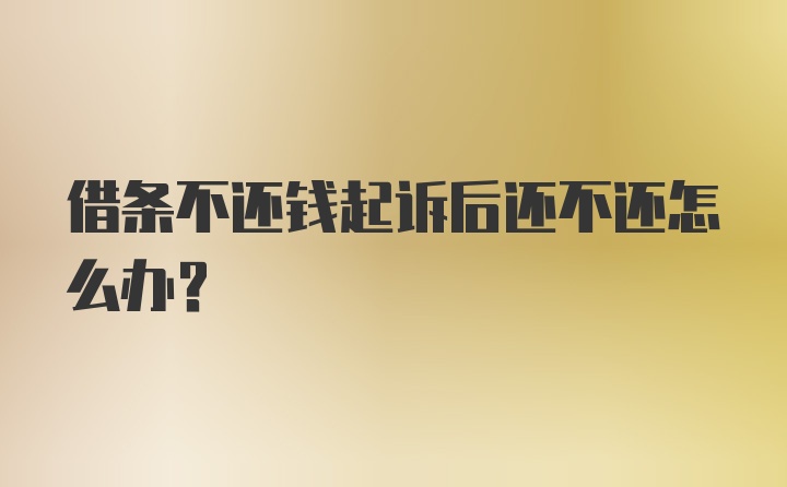 借条不还钱起诉后还不还怎么办？