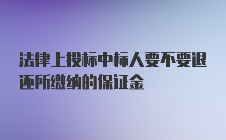 法律上投标中标人要不要退还所缴纳的保证金