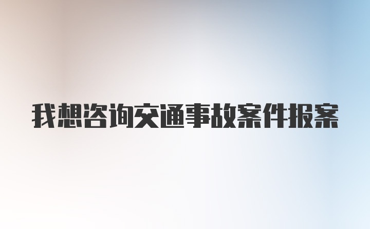 我想咨询交通事故案件报案