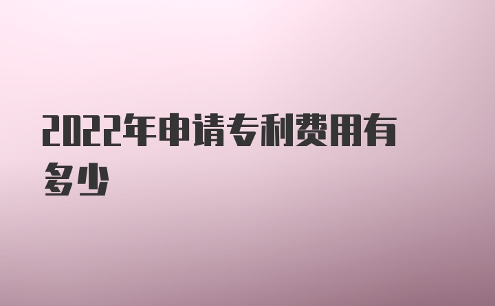 2022年申请专利费用有多少