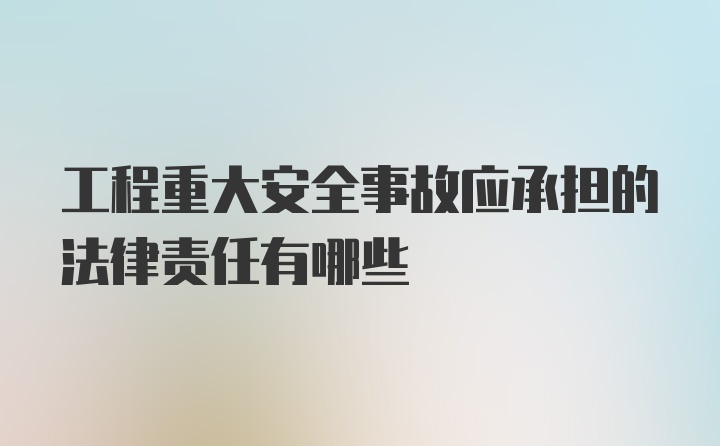 工程重大安全事故应承担的法律责任有哪些