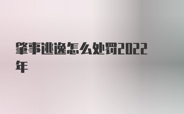 肇事逃逸怎么处罚2022年