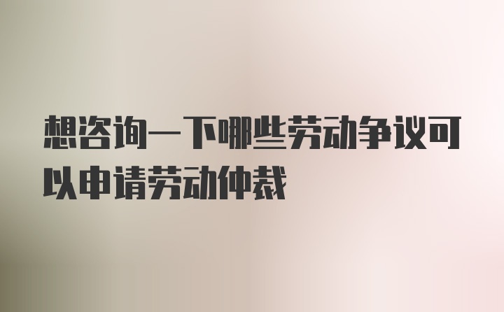 想咨询一下哪些劳动争议可以申请劳动仲裁