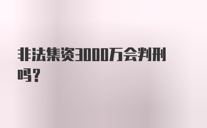 非法集资3000万会判刑吗？