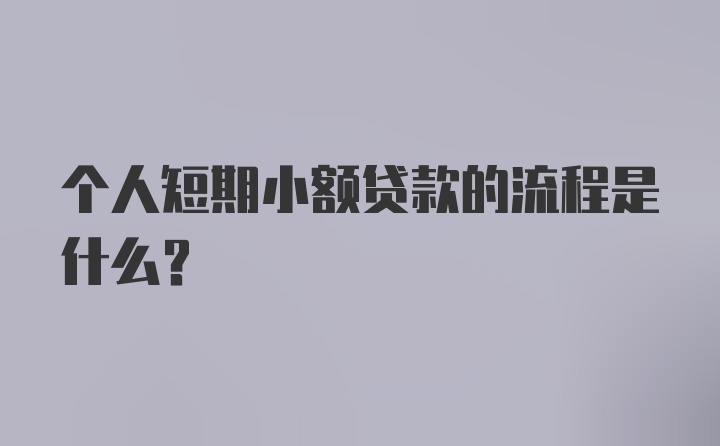 个人短期小额贷款的流程是什么？