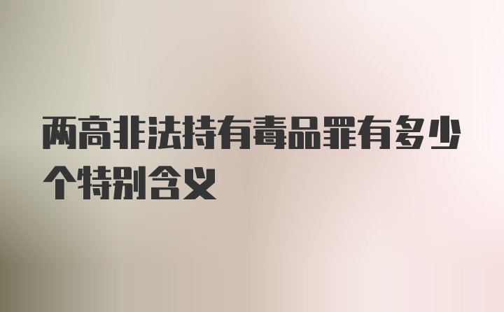 两高非法持有毒品罪有多少个特别含义