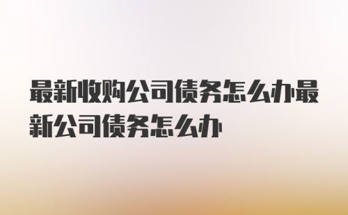 最新收购公司债务怎么办最新公司债务怎么办