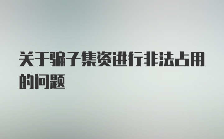 关于骗子集资进行非法占用的问题