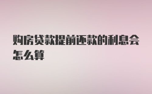 购房贷款提前还款的利息会怎么算