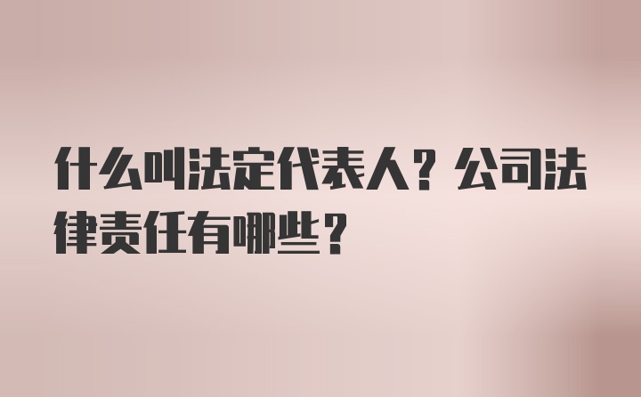 什么叫法定代表人？公司法律责任有哪些？