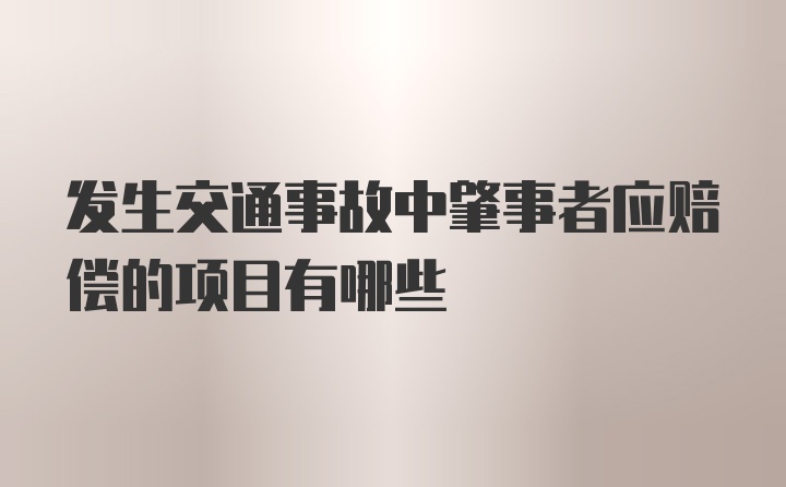 发生交通事故中肇事者应赔偿的项目有哪些