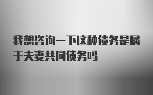 我想咨询一下这种债务是属于夫妻共同债务吗