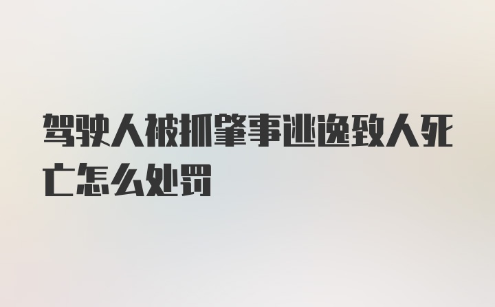 驾驶人被抓肇事逃逸致人死亡怎么处罚