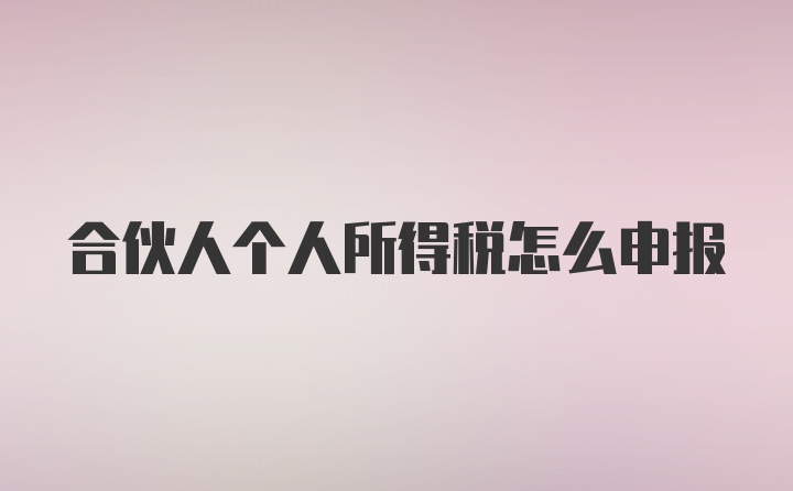 合伙人个人所得税怎么申报