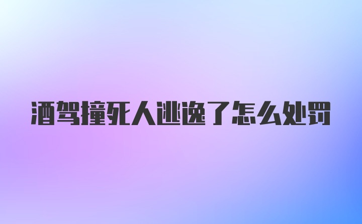 酒驾撞死人逃逸了怎么处罚