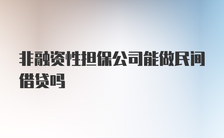 非融资性担保公司能做民间借贷吗